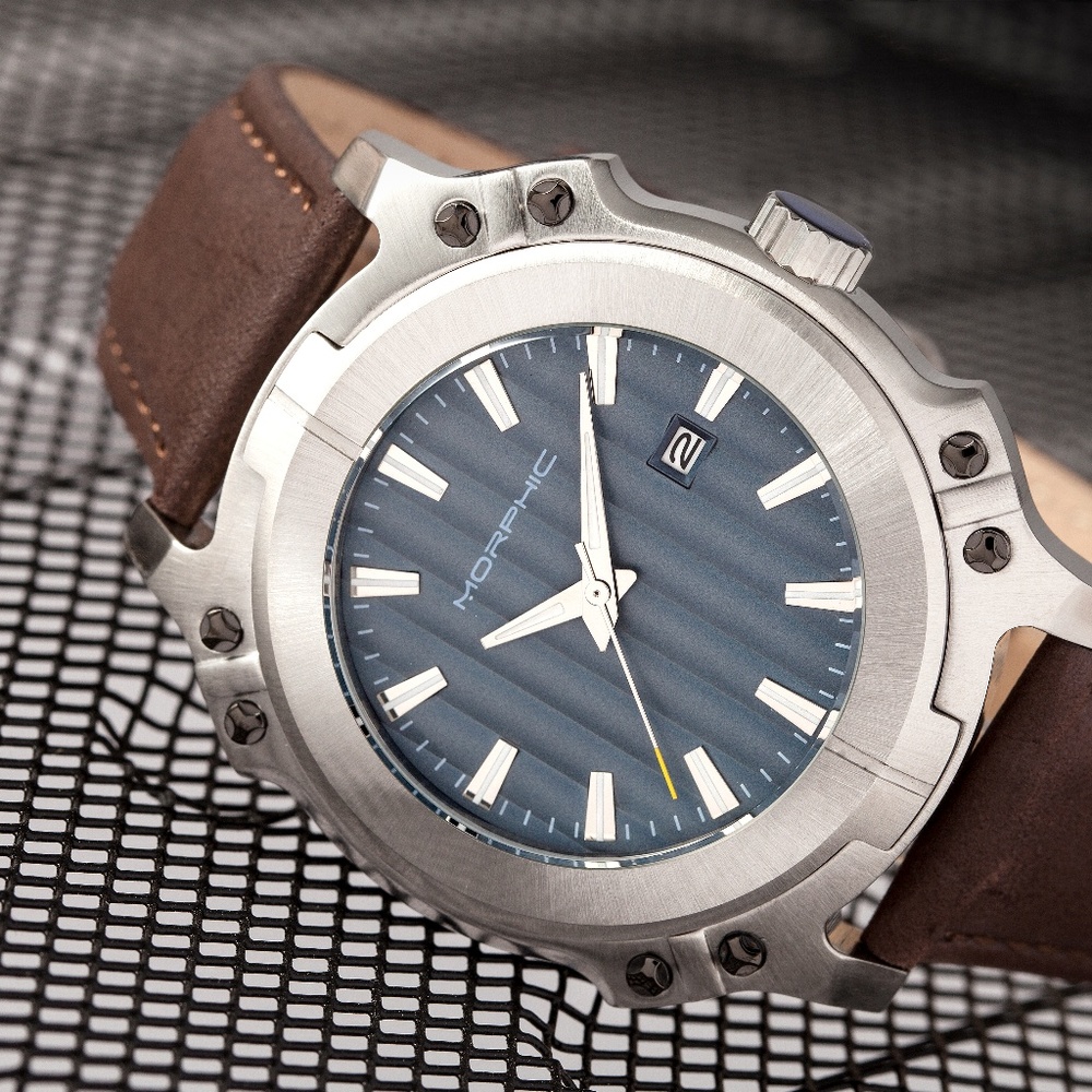 MPH6803 NWT Men's Leather Band Watch